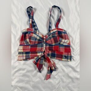 Abercrombie & Fitch Plaid Bralette Crop Top XS Multicolor Strappy